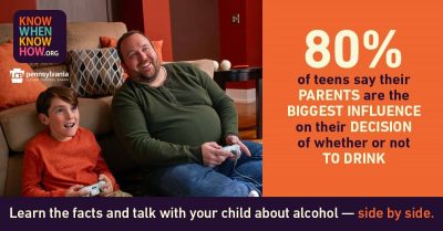 80% of teens say their parents are the biggest influence on their decision of whether or not to drink.