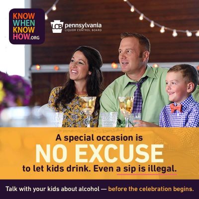 A special occasion is no excuse to let kids drink. Even a sip is illegal.